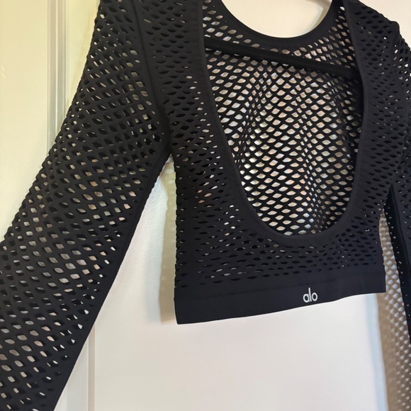 Alo yoga knit top shirt Seamless Open Air Cover Up Black Size S - Picture 8 of 12